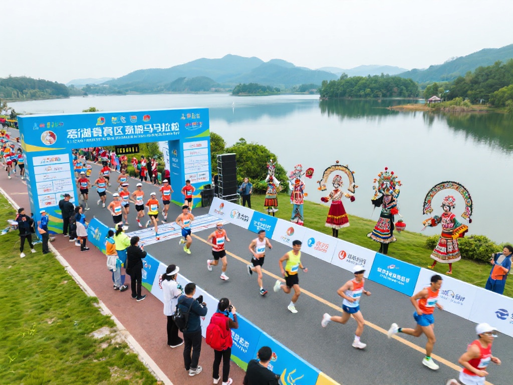 以湖镇赛区的一场马拉松赛事为例，赛道设计充分考虑了